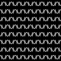 Poster - Seamless white frames. Black background and 
squiggles pattern.