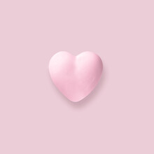 3d Illustration. Porcelain Pink Heart On A Pink Background With Shadow.