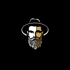 Canvas Print - Gentleman logo design. Awesome our combination man 
with hat & beard logo. A gentleman logotype.