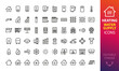 Home heating, cooling and water supply system isolated icon set. Set of heating boiler, electric water heater, solid fuel boiler, air conditioning, oil radiator, coaxial chimney pipes vector icons