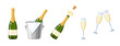 Champagne wine collection. Vector illustration cartoon flat icon set isolated on white background.