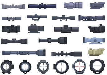 Poster - Telescopic sight icons set. Cartoon set of telescopic sight vector icons for web design