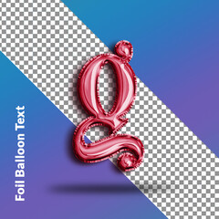 g letter in foil balloon effect with transparent backgound