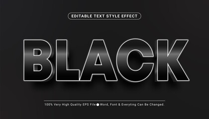 3D Metal Black Text Style Effect, Editable Text Effect