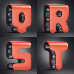 Poster - 3d rendered font set in futuristic cyberpunk style