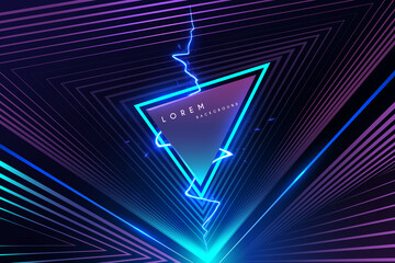 Wall Mural - abstract neon triangle background with lightning effect