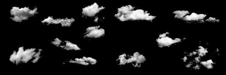 Poster - white natural clouds isolated on a black background.