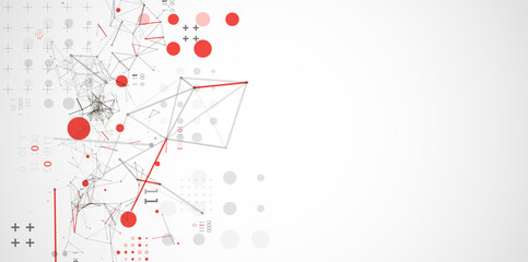 Technology background with plexus effect. Big data concept. Binary computer code. Vector illustration.