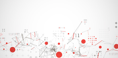 Technology background with plexus effect. Big data concept. Binary computer code. Vector illustration.