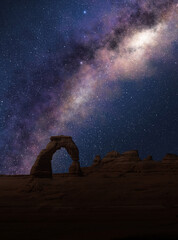 Canvas Print - delicate arch under the milky way in a starry night sky. arches national park, utah..