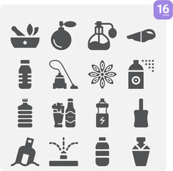  Simple set of perfume related filled icons.