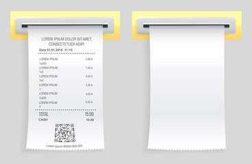 Aufkleber - payment check paper document poked out of cash register. buying financial invoice bill purchasing ca