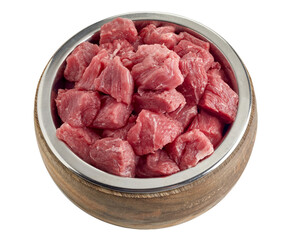 Wall Mural - Raw fresh diced beef pet food for dogs and cats