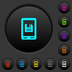 Poster - Mobile save data dark push buttons with color icons