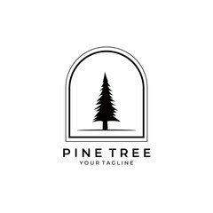 Wall Mural - pine tree nature logo vector vintage symbol illustration design