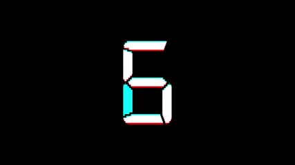 Poster - Glitch interference countdown digital numbers from 10 to 1 new dynamic holiday retro joyful colorful vintage video footage
