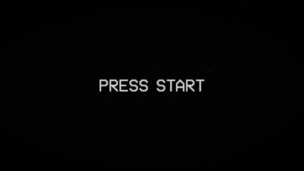 Leinwandbilder - PRESS START Glitch Text Animation, Rendering, Background, with Alpha Channel, Loop