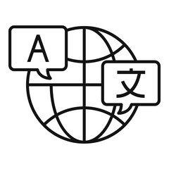 Poster - Global translation icon. Outline global translation vector icon for web design isolated on white background