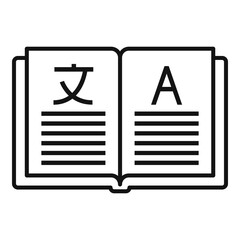 Poster - Open book translator icon. Outline open book translator vector icon for web design isolated on white background