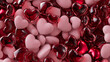 © RocknRoller Studios - Multicolored Heart background. Valentine Wallpaper with Pink, Red Glass and Red Metallic love hearts. 3D Render