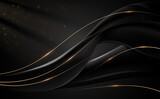 Fototapeta  - Abstract black and gold lines background with light effect