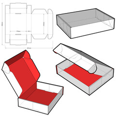 Wall Mural - Cardboard box for sending mail. Flute Type E  (Internal measurement 21 x 17 + 5 cm) and Die-cut Pattern. Ease of assembly, no need for glue.  The .eps file is full scale and fully functional.