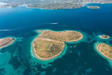 Wall Mural - Aerial drone shot of heart-shaped island Galesnjak in Dalamatia Croatia