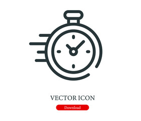 Poster - Stopwatch  vector icon.  Editable stroke. Linear symbol for use on web and mobile apps, logo, Print media. Line illustration. Vector isolated on white  background