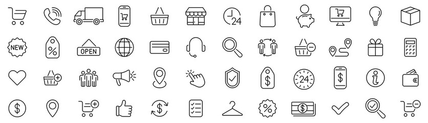 E-commerce icons set. Shopping. Online shopping thin line icons vector
