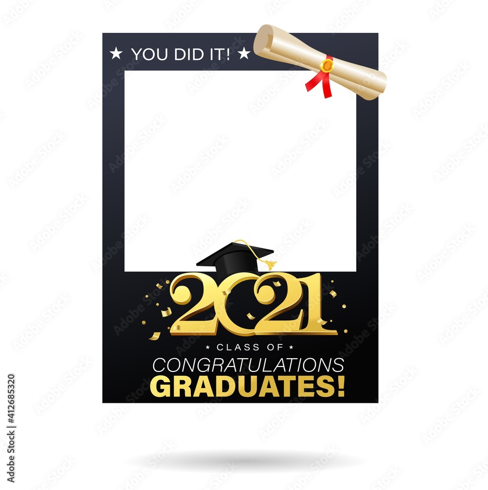 Class of 2021 black and gold design template for graduation photo booth ...