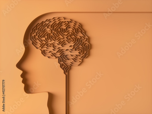 Brain shaped maze. Concept image of study and brain behavior.
