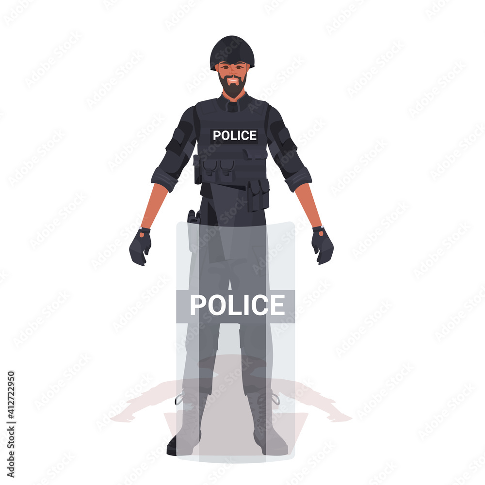 Police Raid Graphics policeman in full tactical gear riot police officer with shield ...