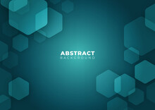 Abstract Futuristic Science, Business, Health And Technology Geometric Hexagon Shape Border Blue Background Texture Vector Illustration With Copy Space