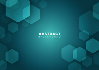 Wall Mural - Abstract Futuristic Science, Business, Health and Technology Geometric Hexagon Shape Border Blue Background Texture Vector Illustration with Copy Space