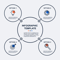 Sticker - Creative vector infographic with 4 options, steps or processes. Solid outline colorful flat elements for infographic. Concept for presentation, report, workflow, strategy. Business data visualization.