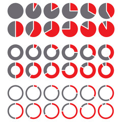Poster - Loading circles red in flat style. Status bar icon. Presentation template. Vector set. Design element. Stock image. EPS 10.