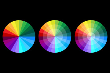 Poster - Color circles palette. Black background. Vector creative art. Creative design. Stock image. EPS 10.
