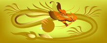 Gold Dragon Color Abstract Wing Curve Pattern Background