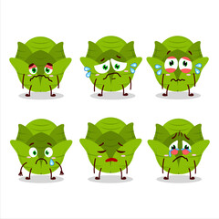 Sticker - Savoy cabbage cartoon character with sad expression