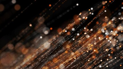 Abstract digital fiber optic lines moving dots background, Dots and connecting with lines shallow depth of field. Magic digital space. Macro shot 3d animation motion graphics.