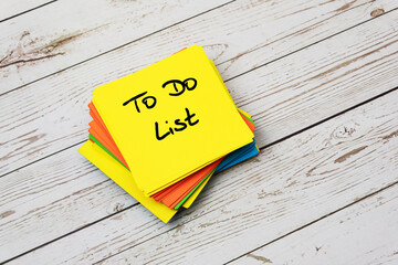 Wall Mural - To do list text on paper note on top of wooden table