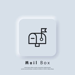 Poster - Mail Box icon. Newsletter logo. Envelope. Email and messaging icons. Email marketing campaign. Vector EPS 10. UI icon. Neumorphic UI UX white user interface web button. Neumorphism