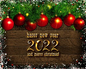 Wall Mural - Christmas banner on vintage wooden background