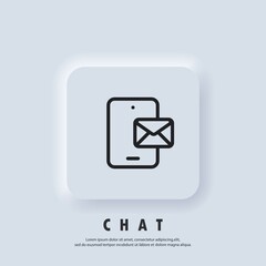 Poster - Chat icon. Smartphone with envelope. Newsletter logo. Phone. Email and messaging icons. Email marketing campaign. Vector EPS 10. UI icon. Neumorphic UI UX white user interface web button. Neumorphism