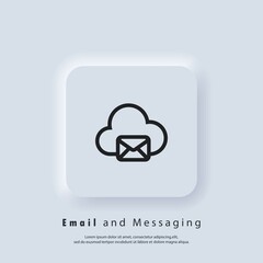 Poster - Email and messaging icon. Envelope with cloud. Email Icon. Newsletter logo. Email marketing campaign. Vector EPS 10. UI icon. Neumorphic UI UX white user interface web button. Neumorphism