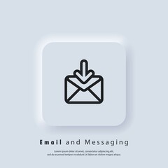 Poster - Email and messaging icon. Envelope with arrow down. Email Icon. Newsletter logo. Email marketing campaign. Vector EPS 10. UI icon. Neumorphic UI UX white user interface web button. Neumorphism