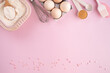 © Карина Клачук - Frame of food ingredients for baking on gently pink pastel background. Cooking flat lay with copy space. Top view. Baking concept. flat lay