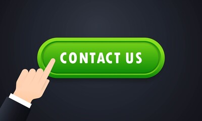 Poster - Contact us icon in flat style. Contact us 3d realistic button. Communication symbol for your web site design, logo, app, UI. Vector on isolated background. EPS 10
