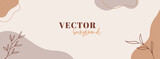 Fototapeta Boho - Abstract organic long vector banner template. Minimal background in boho style with copy space for text. Facebook cover