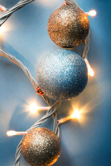 Canvas Print - Christmas decorations on blue